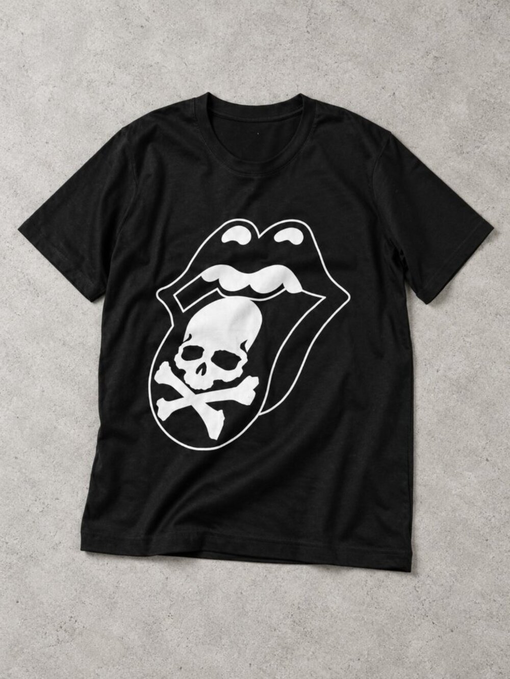 Rolling Stones Skull Tongue Graphic Black Gildan T-Shirt
